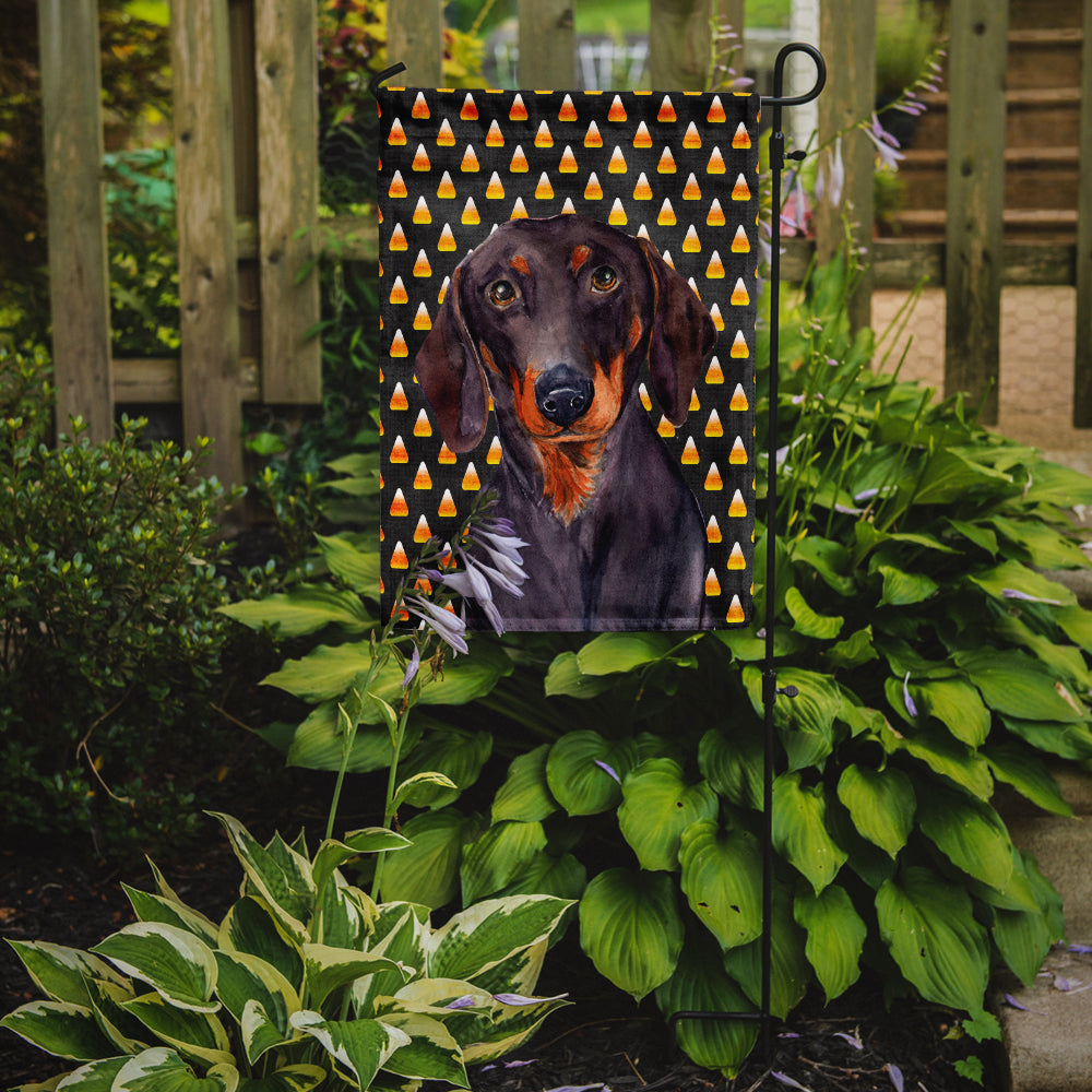 Dachshund Candy Corn Halloween Portrait Garden Flag Mailbox Decorative Yard Banner Outside Patio Artwork for Flower Beds, Garden Size, Multicolor