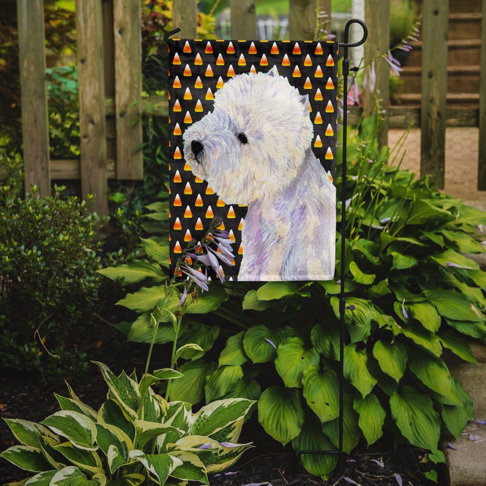 Westie Candy Corn Halloween Portrait Garden Flag Mailbox Decorative Yard Banner Outside Patio Artwork for Flower Beds, Garden Size, Multicolor