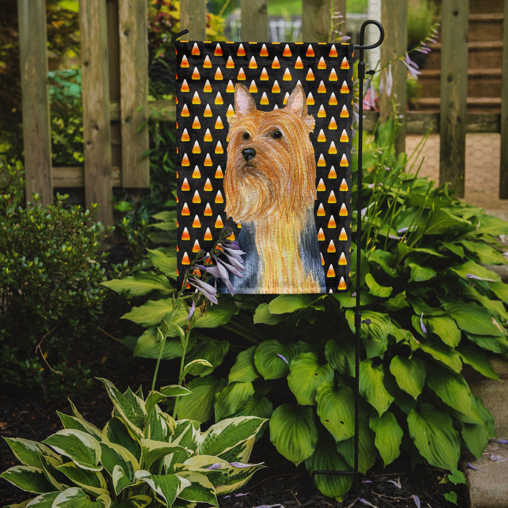 Silky Terrier Candy Corn Halloween Portrait Garden Flag Mailbox Decorative Yard Banner Outside Patio Artwork for Flower Beds, Garden Size, Multicolor