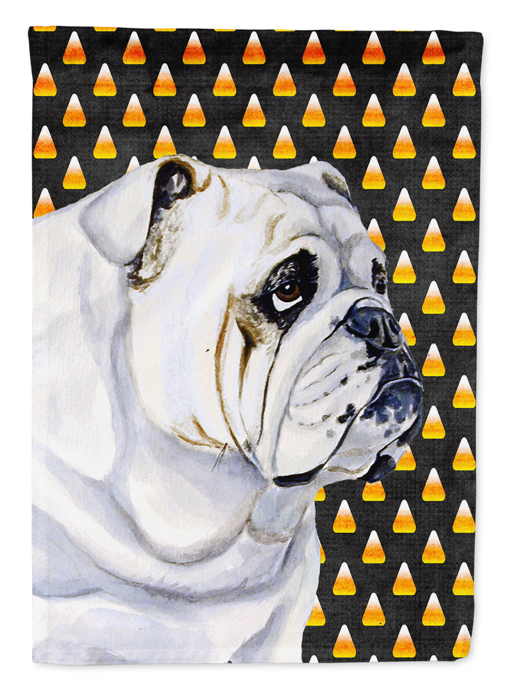 Bulldog English Candy Corn Halloween Portrait Garden Flag Mailbox Decorative Yard Banner Outside Patio Artwork for Flower Beds, Garden Size, Multicolor