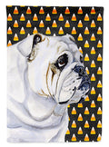 Bulldog English Candy Corn Halloween Portrait Garden Flag Mailbox Decorative Yard Banner Outside Patio Artwork for Flower Beds, Garden Size, Multicolor