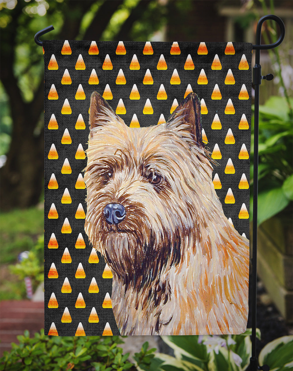 Cairn Terrier Candy Corn Halloween Portrait Garden Flag Mailbox Decorative Yard Banner Outside Patio Artwork for Flower Beds, Garden Size, Multicolor