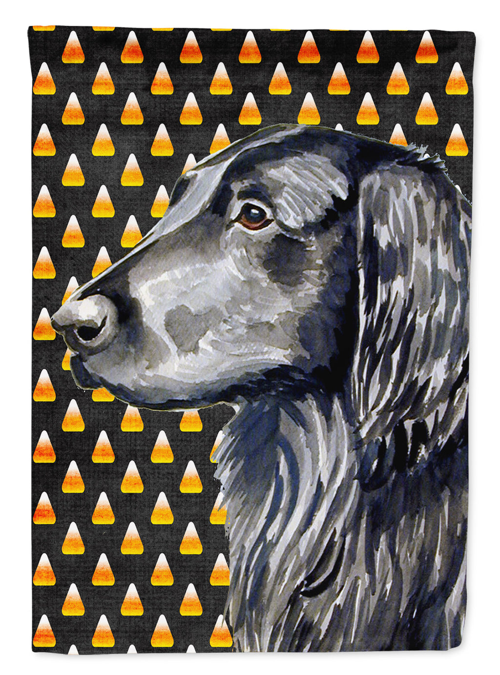 Flat Coated Retriever Candy Corn Halloween Portrait Garden Flag Mailbox Decorative Yard Banner Outside Patio Artwork for Flower Beds, Garden Size, Multicolor