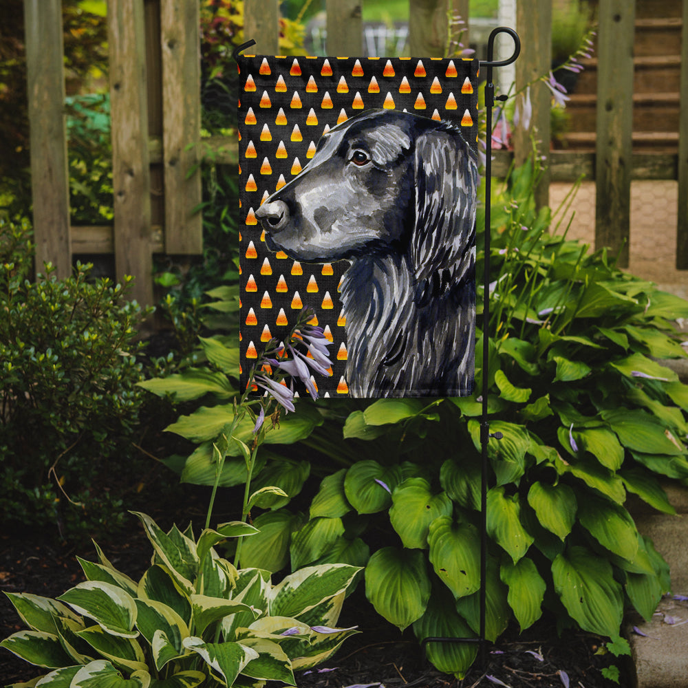 Flat Coated Retriever Candy Corn Halloween Portrait Garden Flag Mailbox Decorative Yard Banner Outside Patio Artwork for Flower Beds, Garden Size, Multicolor