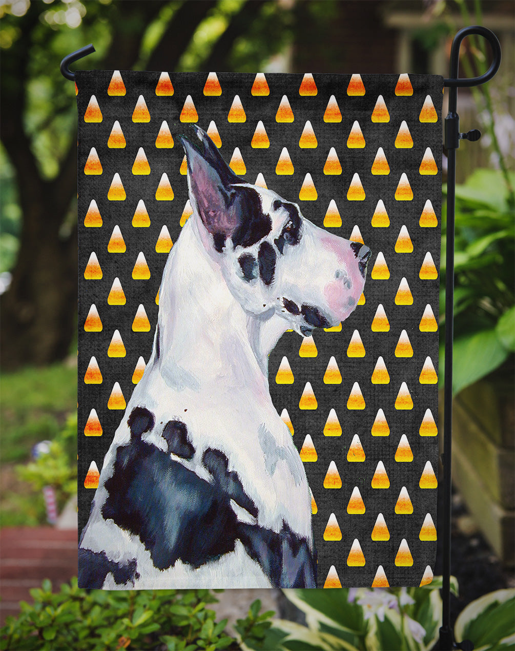 Great Dane Candy Corn Halloween Portrait Garden Flag Mailbox Decorative Yard Banner Outside Patio Artwork for Flower Beds, Garden Size, Multicolor