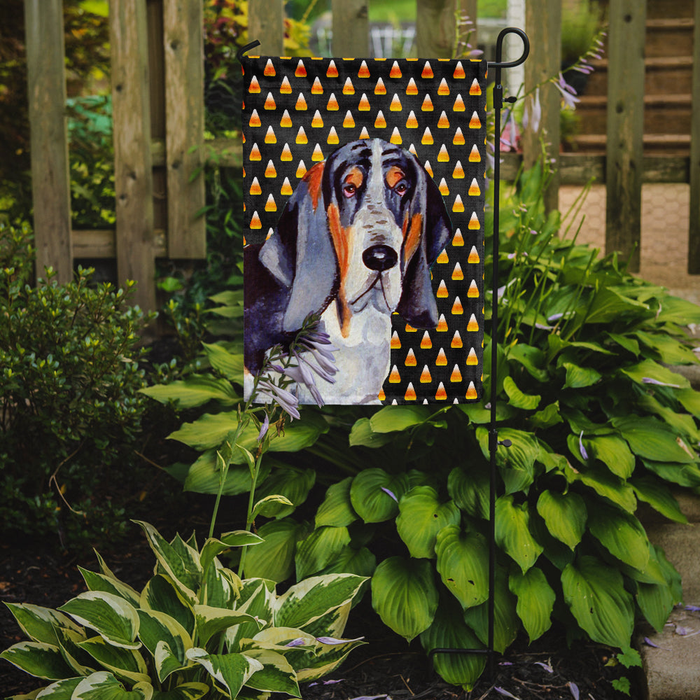 Basset Hound Candy Corn Halloween Portrait Garden Flag Mailbox Decorative Yard Banner Outside Patio Artwork for Flower Beds, Garden Size, Multicolor