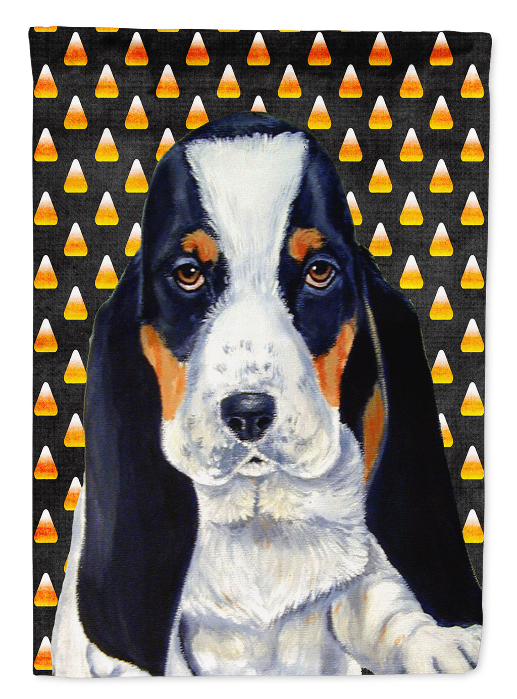 Basset Hound Candy Corn Halloween Portrait Garden Flag Mailbox Decorative Yard Banner Outside Patio Artwork for Flower Beds, Garden Size, Multicolor