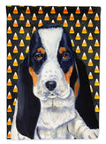 Basset Hound Candy Corn Halloween Portrait Garden Flag Mailbox Decorative Yard Banner Outside Patio Artwork for Flower Beds, Garden Size, Multicolor