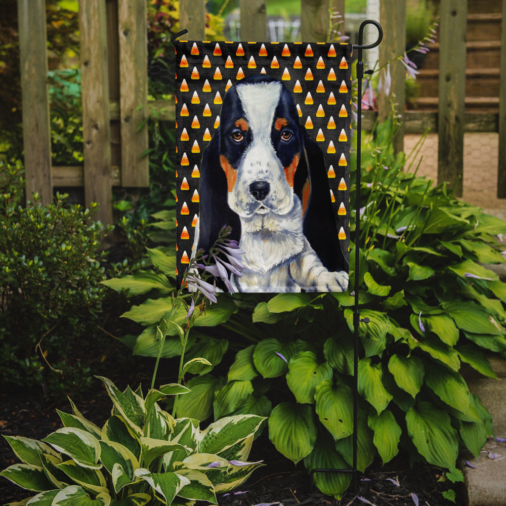 Basset Hound Candy Corn Halloween Portrait Garden Flag Mailbox Decorative Yard Banner Outside Patio Artwork for Flower Beds, Garden Size, Multicolor