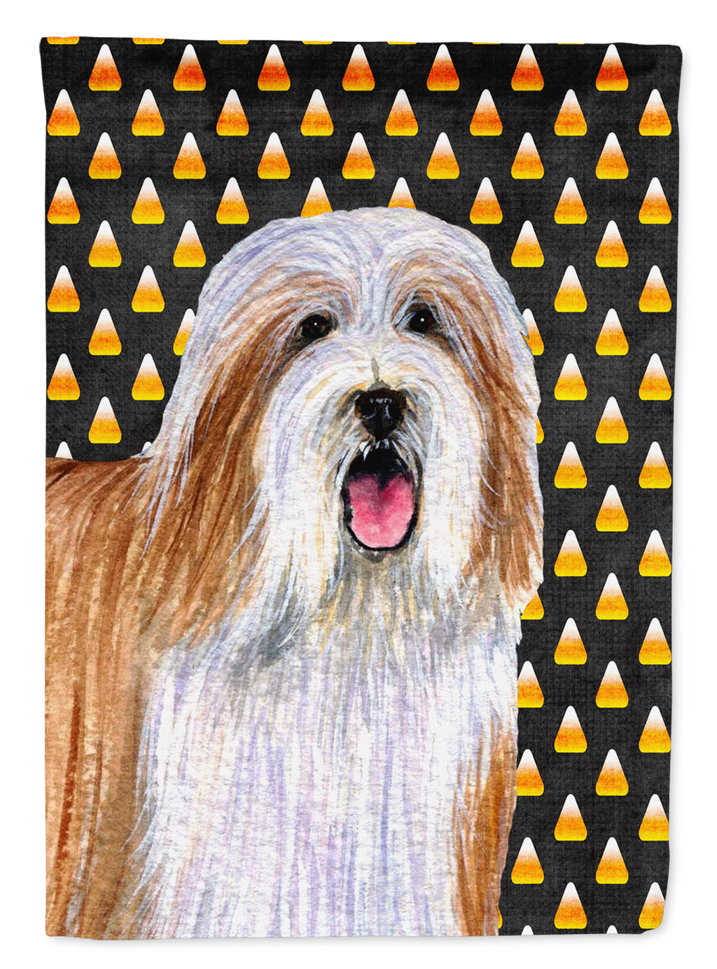 Bearded Collie Candy Corn Halloween Portrait Garden Flag Mailbox Decorative Yard Banner Outside Patio Artwork for Flower Beds, Garden Size, Multicolor