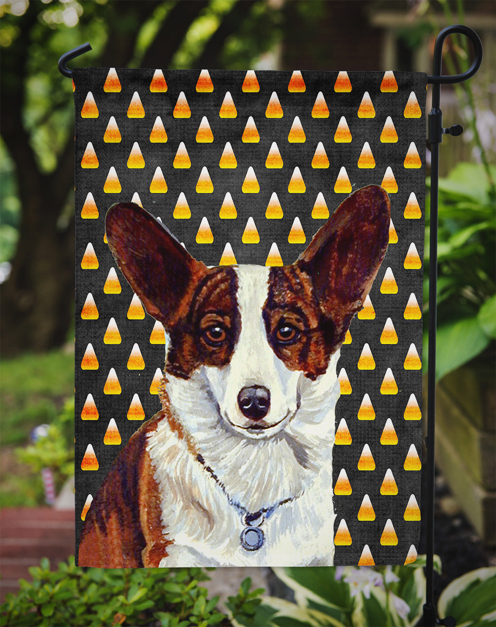 Corgi Candy Corn Halloween Portrait Garden Flag Mailbox Decorative Yard Banner Outside Patio Artwork for Flower Beds, Garden Size, Multicolor