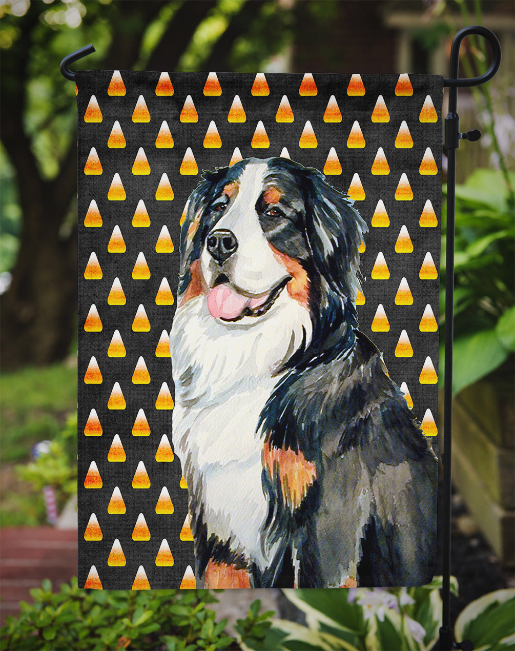 Bernese Mountain Dog Candy Corn Halloween Portrait Garden Flag Mailbox Decorative Yard Banner Outside Patio Artwork for Flower Beds, Garden Size, Multicolor