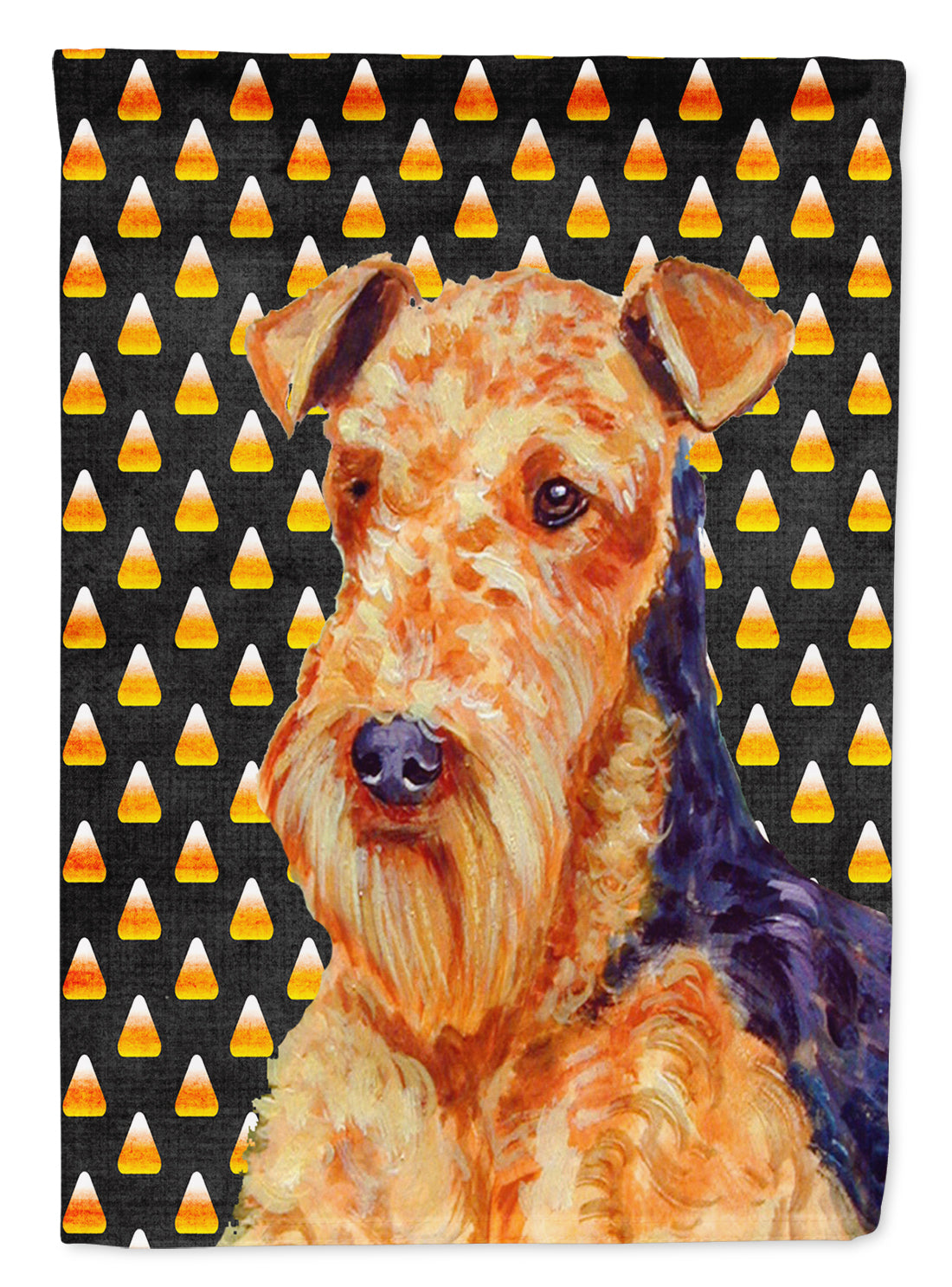 Airedale Candy Corn Halloween Portrait Garden Flag Mailbox Decorative Yard Banner Outside Patio Artwork for Flower Beds, Garden Size, Multicolor