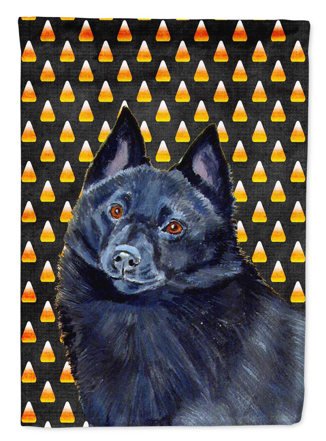 Schipperke Candy Corn Halloween Portrait Garden Flag Mailbox Decorative Yard Banner Outside Patio Artwork for Flower Beds, Garden Size, Multicolor