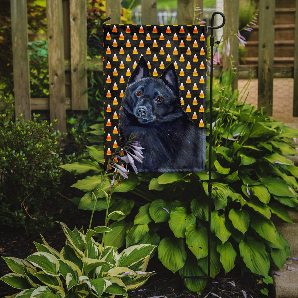 Schipperke Candy Corn Halloween Portrait Garden Flag Mailbox Decorative Yard Banner Outside Patio Artwork for Flower Beds, Garden Size, Multicolor