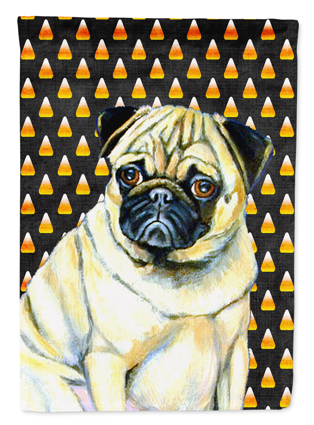Pug Candy Corn Halloween Portrait Garden Flag Mailbox Decorative Yard Banner Outside Patio Artwork for Flower Beds, Garden Size, Multicolor