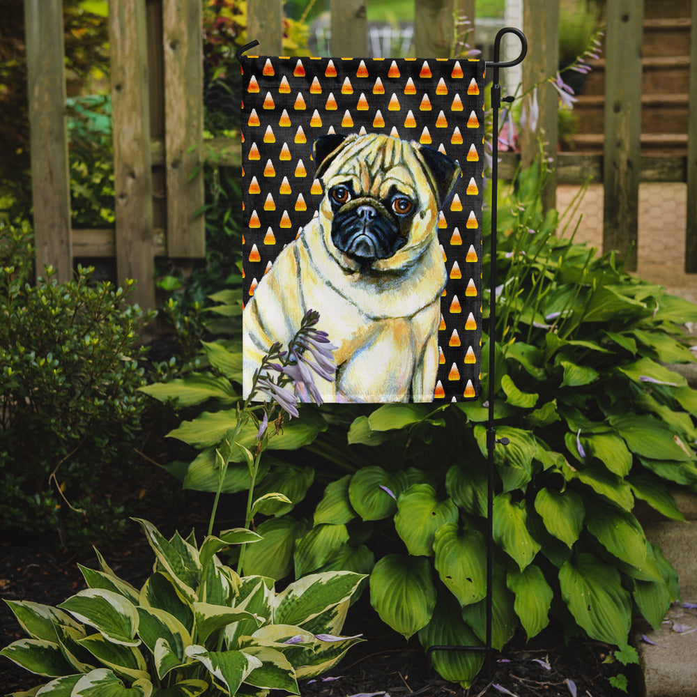 Pug Candy Corn Halloween Portrait Garden Flag Mailbox Decorative Yard Banner Outside Patio Artwork for Flower Beds, Garden Size, Multicolor