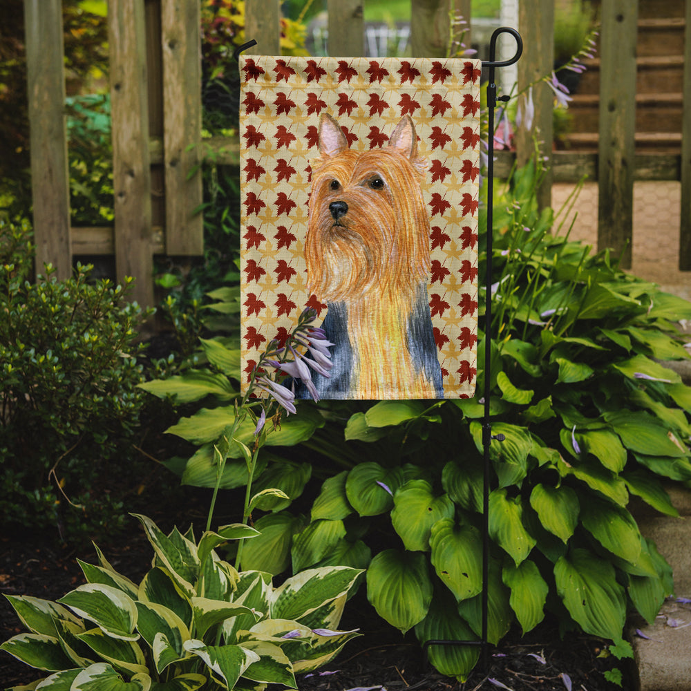 Silky Terrier Fall Leaves Portrait Garden Flag Mailbox Decorative Yard Banner Outside Patio Artwork for Flower Beds, Garden Size, Multicolor