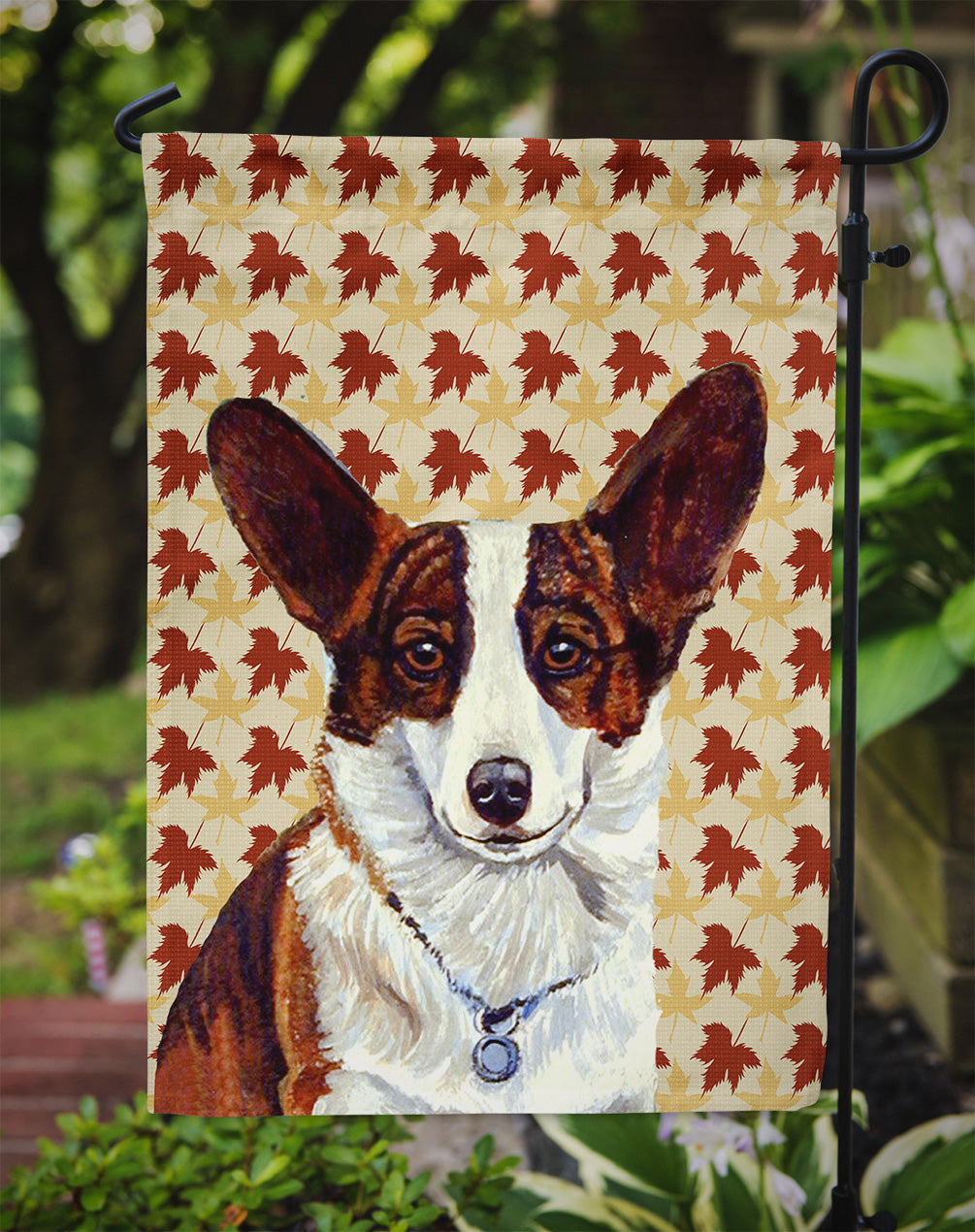 Corgi Fall Leaves Portrait Garden Flag Mailbox Decorative Yard Banner Outside Patio Artwork for Flower Beds, Garden Size, Multicolor
