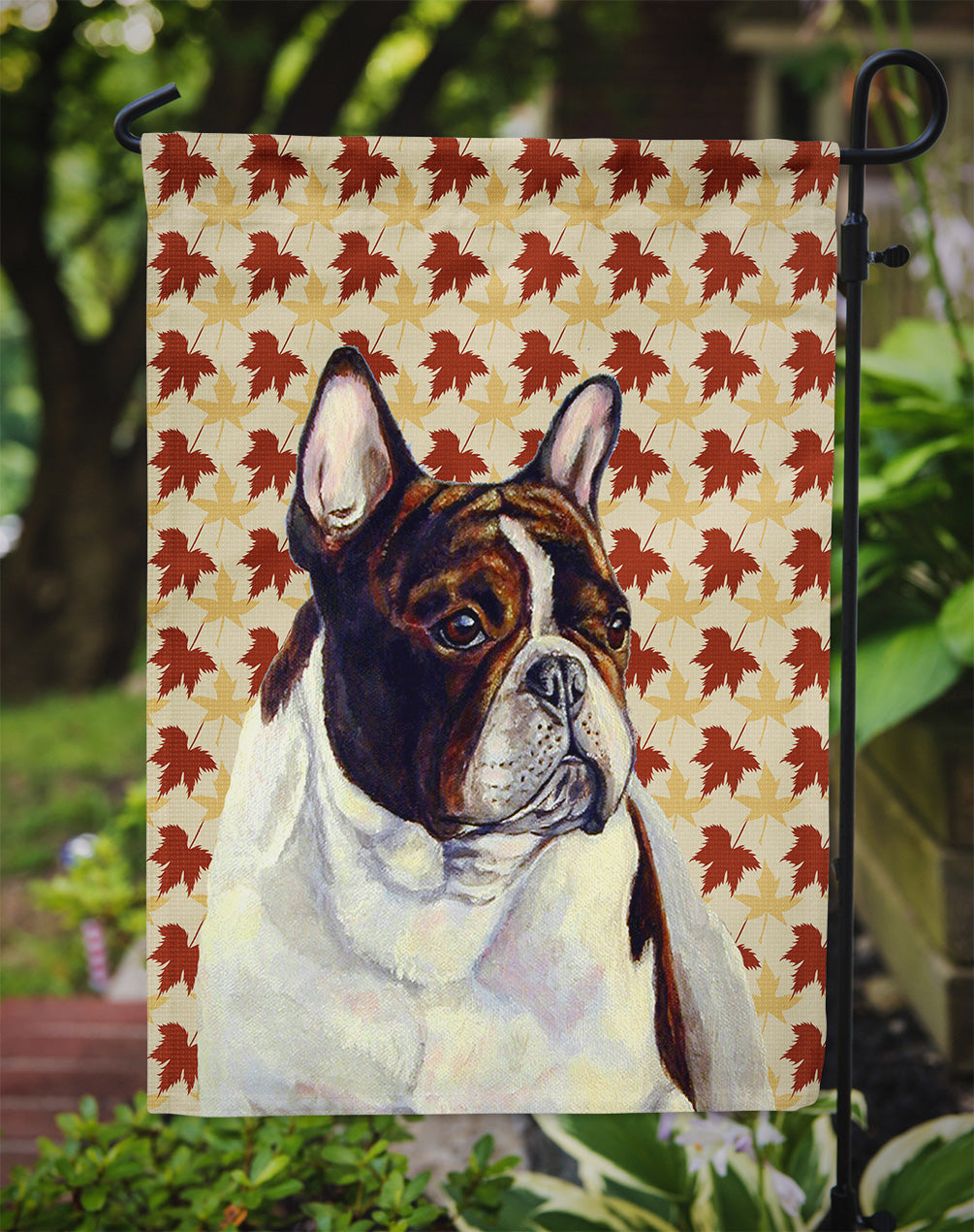 French Bulldog Fall Leaves Portrait Garden Flag Mailbox Decorative Yard Banner Outside Patio Artwork for Flower Beds, Garden Size, Multicolor