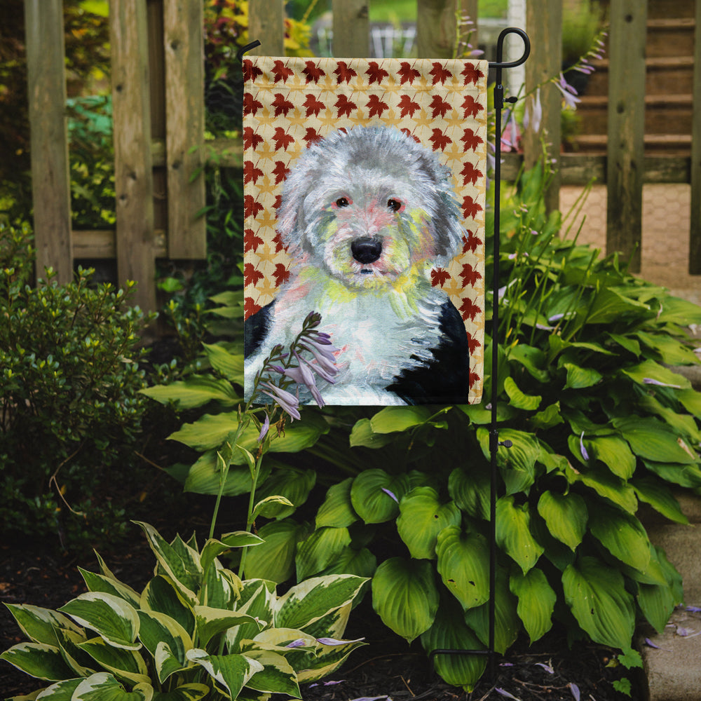 Old English Sheepdog Fall Leaves Portrait Garden Flag Mailbox Decorative Yard Banner Outside Patio Artwork for Flower Beds, Garden Size, Multicolor