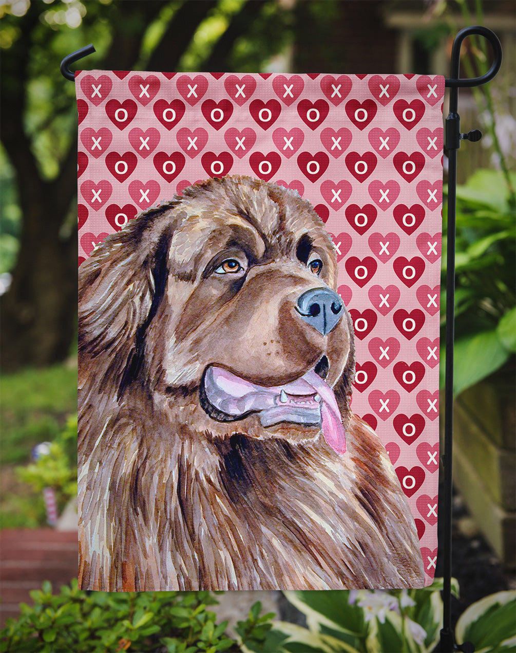 Newfoundland Hearts Love and Valentine's Day Portrait Garden Flag Mailbox Decorative Yard Banner Outside Patio Artwork for Flower Beds, Garden Size, Multicolor