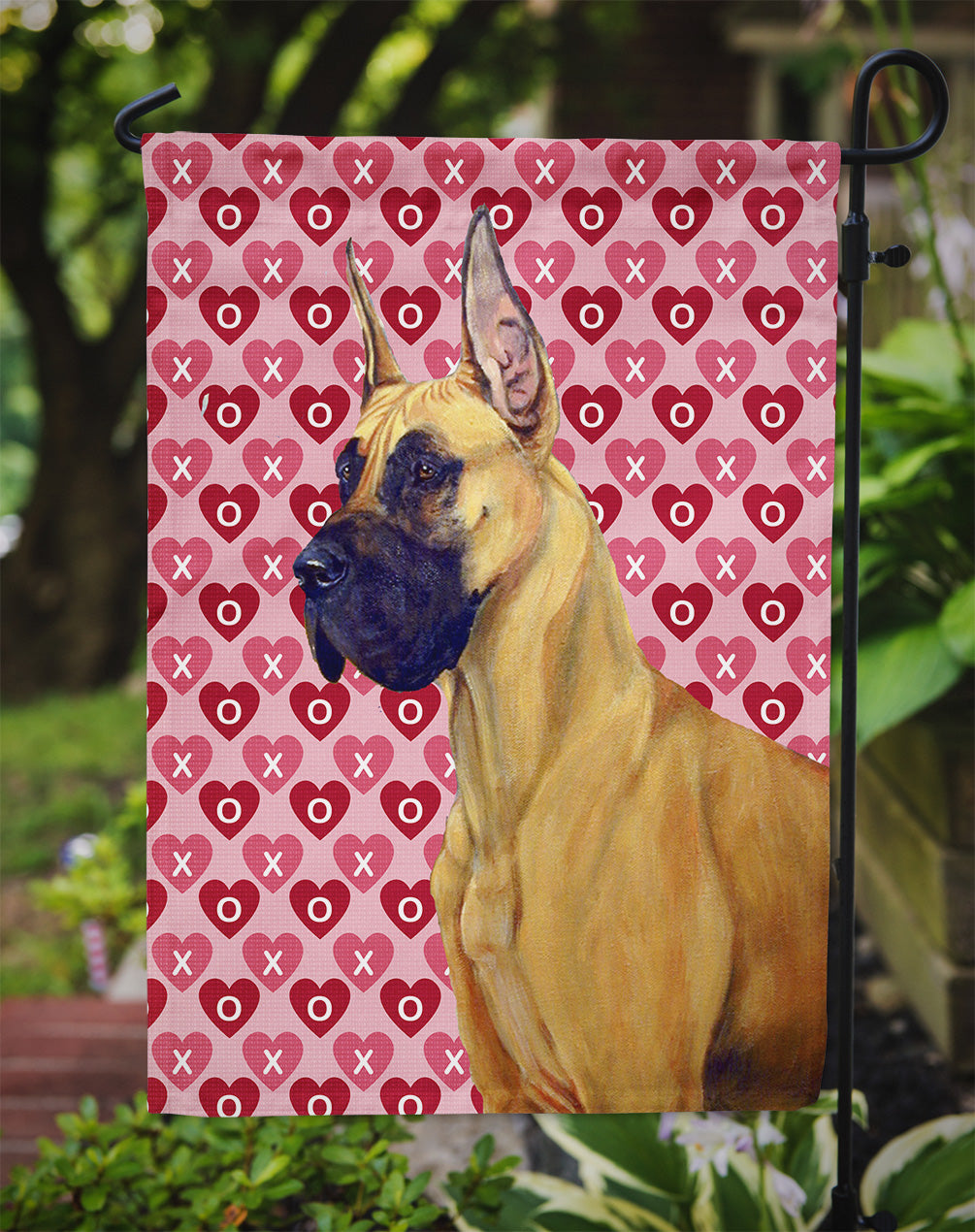 Great Dane Hearts Love and Valentine's Day Portrait Garden Flag Mailbox Decorative Yard Banner Outside Patio Artwork for Flower Beds, Garden Size, Multicolor