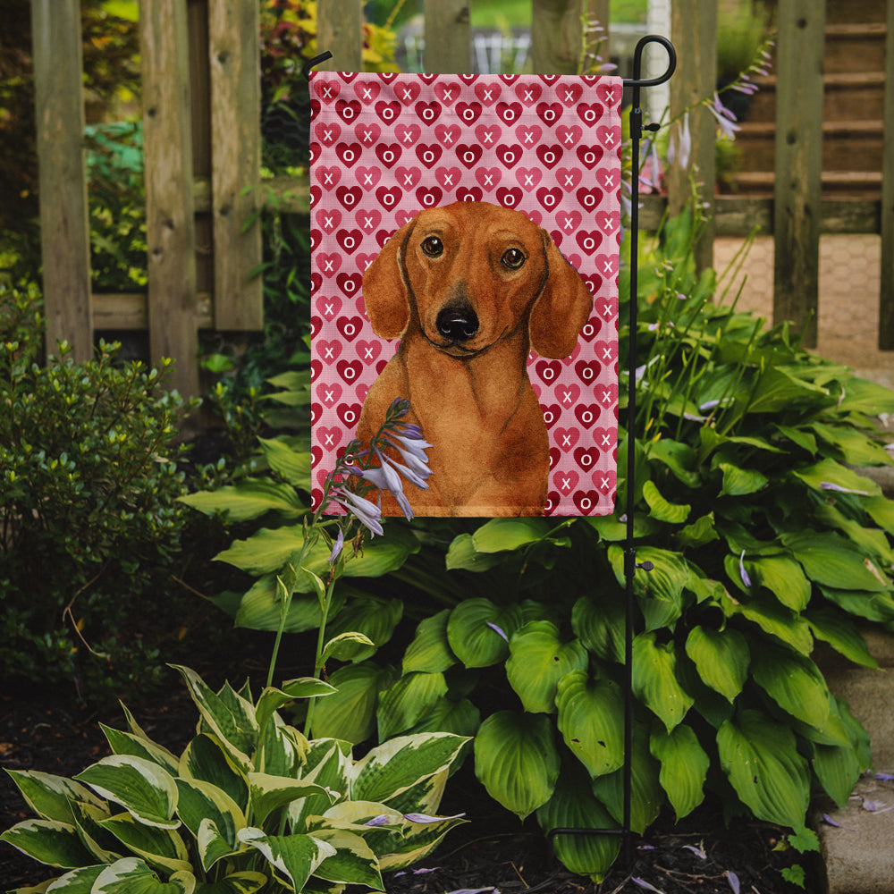 Dachshund Hearts Love and Valentine's Day Portrait Garden Flag Mailbox Decorative Yard Banner Outside Patio Artwork for Flower Beds, Garden Size, Multicolor