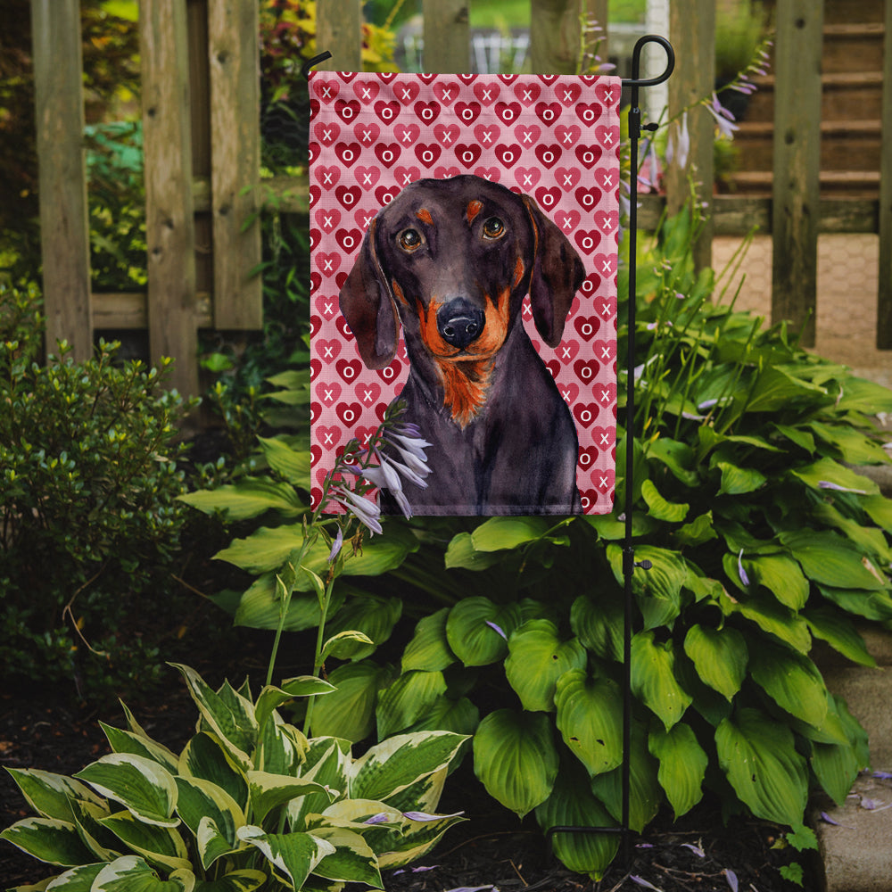 Dachshund Hearts Love and Valentine's Day Portrait Garden Flag Mailbox Decorative Yard Banner Outside Patio Artwork for Flower Beds, Garden Size, Multicolor