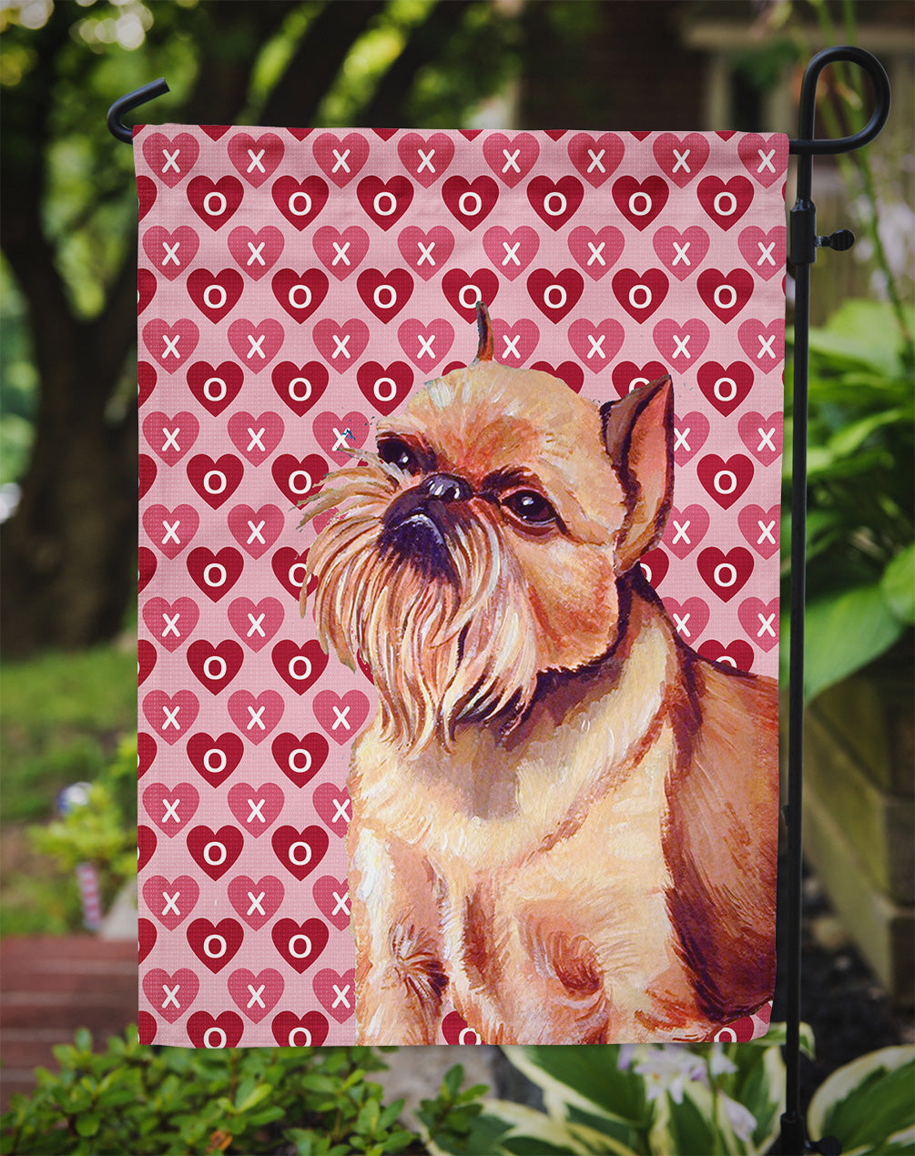Brussels Griffon Hearts Love and Valentine's Day Portrait Garden Flag Mailbox Decorative Yard Banner Outside Patio Artwork for Flower Beds, Garden Size, Multicolor