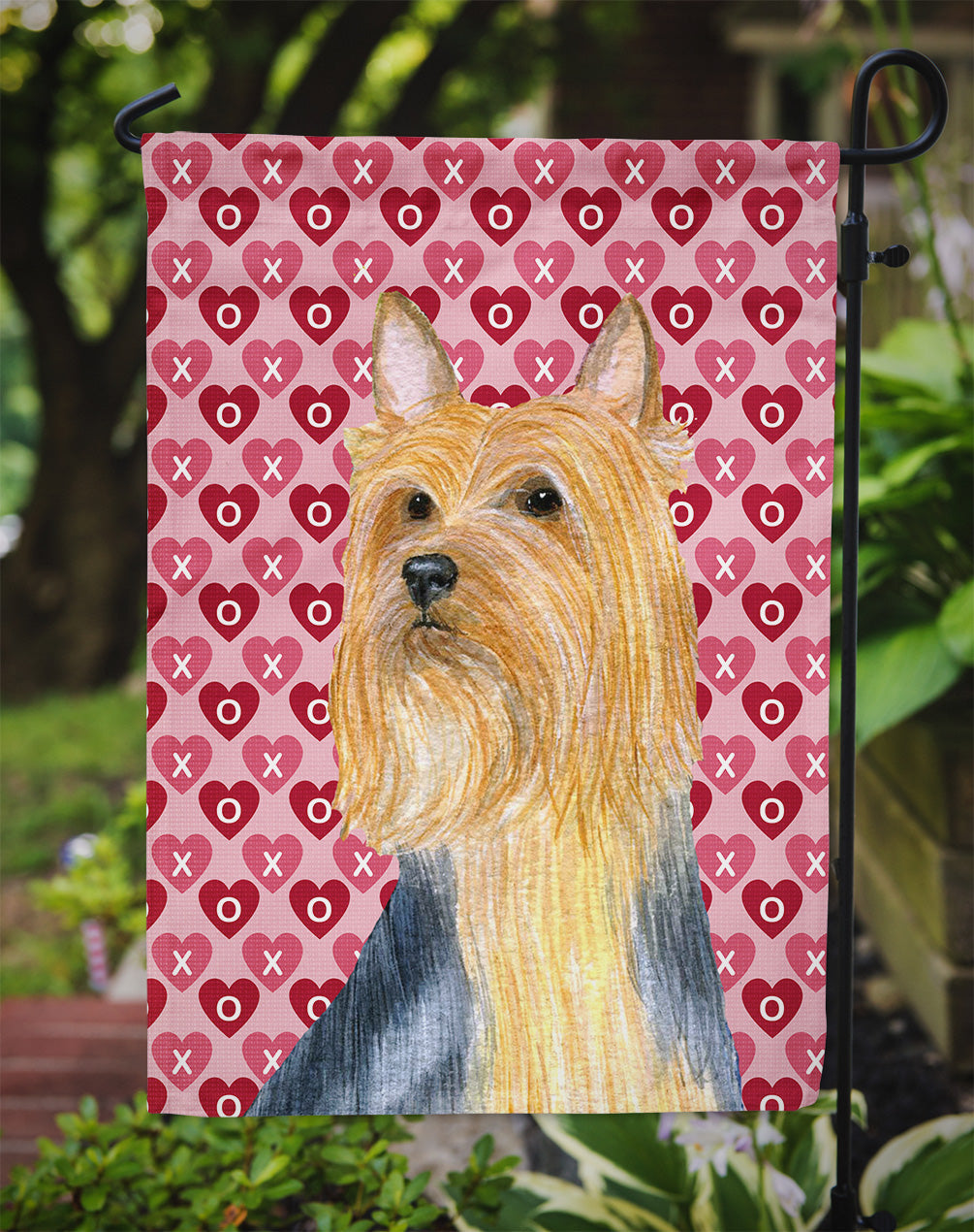 Silky Terrier Hearts Love and Valentine's Day Portrait Garden Flag Mailbox Decorative Yard Banner Outside Patio Artwork for Flower Beds, Garden Size, Multicolor