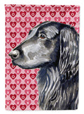 Flat Coated Retriever Hearts Love and Valentine's Day Portrait Garden Flag Mailbox Decorative Yard Banner Outside Patio Artwork for Flower Beds, Garden Size, Multicolor