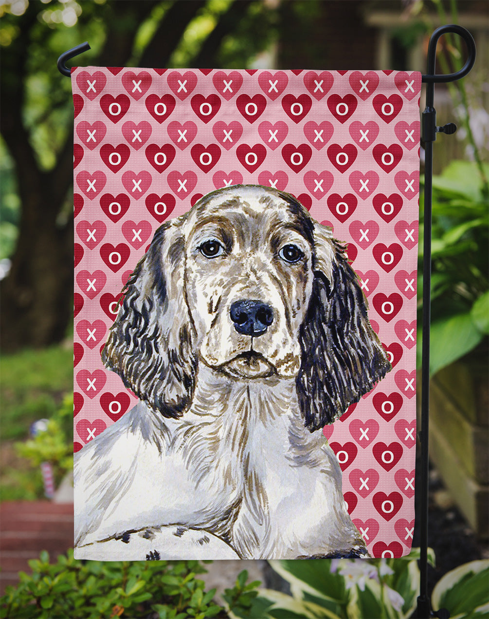 English Setter Hearts Love and Valentine's Day Portrait Garden Flag Mailbox Decorative Yard Banner Outside Patio Artwork for Flower Beds, Garden Size, Multicolor