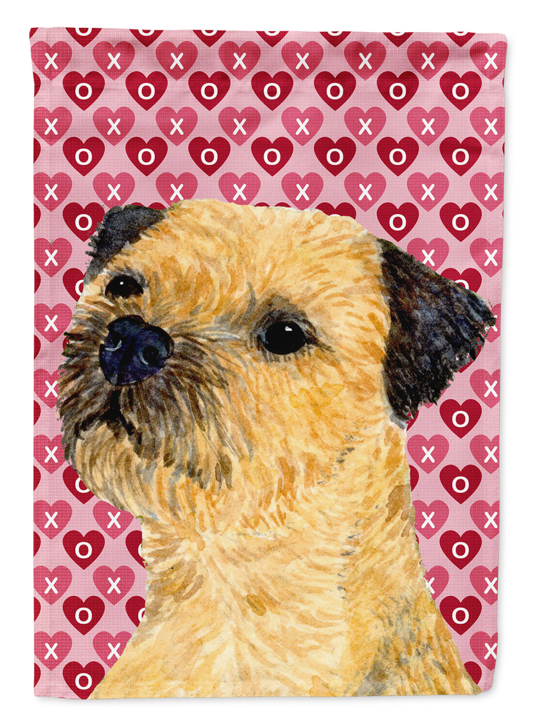 Border Terrier Hearts Love and Valentine's Day Portrait Garden Flag Mailbox Decorative Yard Banner Outside Patio Artwork for Flower Beds, Garden Size, Multicolor