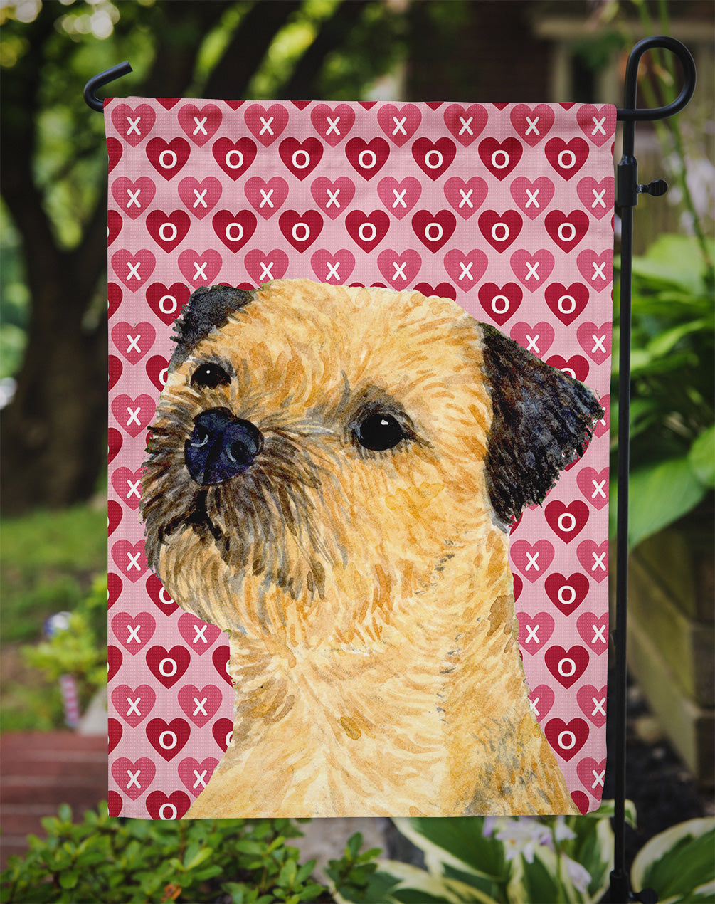 Border Terrier Hearts Love and Valentine's Day Portrait Garden Flag Mailbox Decorative Yard Banner Outside Patio Artwork for Flower Beds, Garden Size, Multicolor