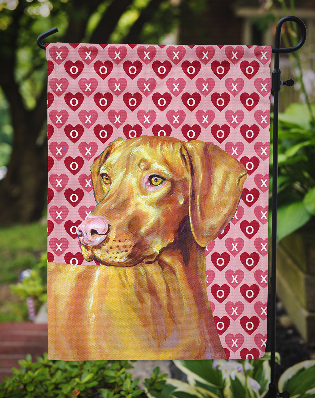 Vizsla Hearts Love and Valentine's Day Portrait Garden Flag Mailbox Decorative Yard Banner Outside Patio Artwork for Flower Beds, Garden Size, Multicolor