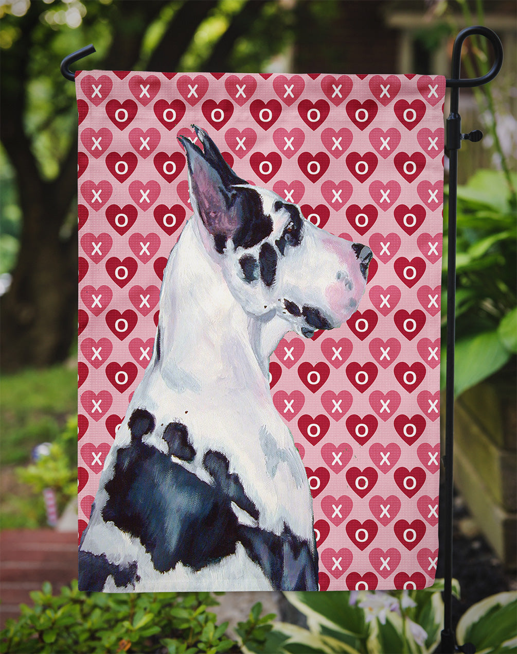 Great Dane Hearts Love and Valentine's Day Portrait Garden Flag Mailbox Decorative Yard Banner Outside Patio Artwork for Flower Beds, Garden Size, Multicolor