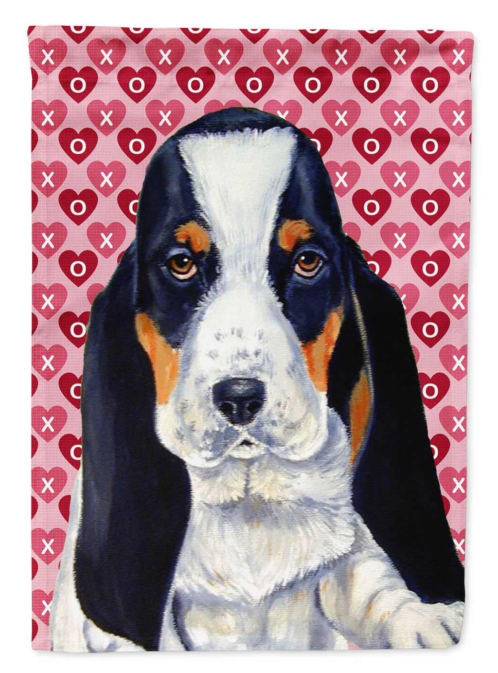 Basset Hound Hearts Love and Valentine's Day Portrait Garden Flag Mailbox Decorative Yard Banner Outside Patio Artwork for Flower Beds, Garden Size, Multicolor