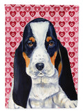 Basset Hound Hearts Love and Valentine's Day Portrait Garden Flag Mailbox Decorative Yard Banner Outside Patio Artwork for Flower Beds, Garden Size, Multicolor