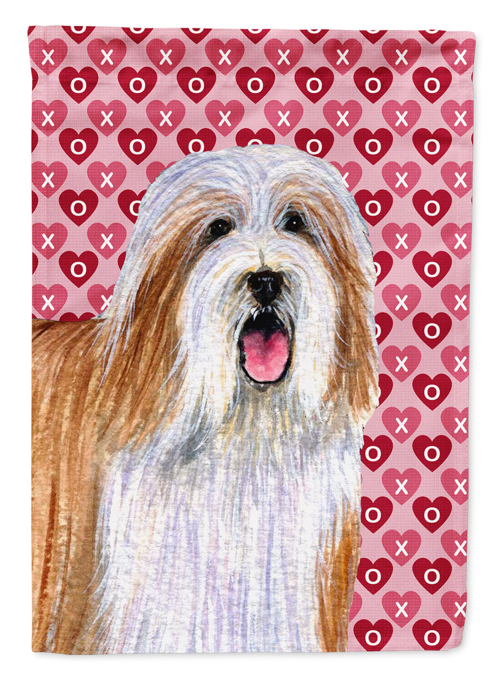 Bearded Collie Hearts Love and Valentine's Day Portrait Garden Flag Mailbox Decorative Yard Banner Outside Patio Artwork for Flower Beds, Garden Size, Multicolor