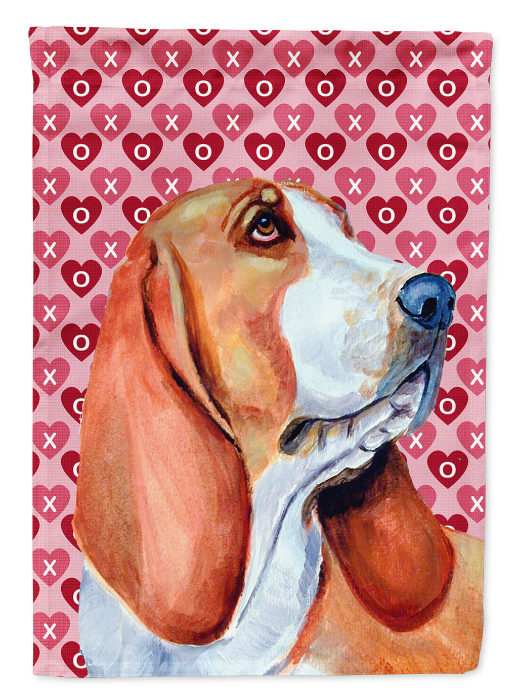 Basset Hound Hearts Love and Valentine's Day Portrait Garden Flag Mailbox Decorative Yard Banner Outside Patio Artwork for Flower Beds, Garden Size, Multicolor