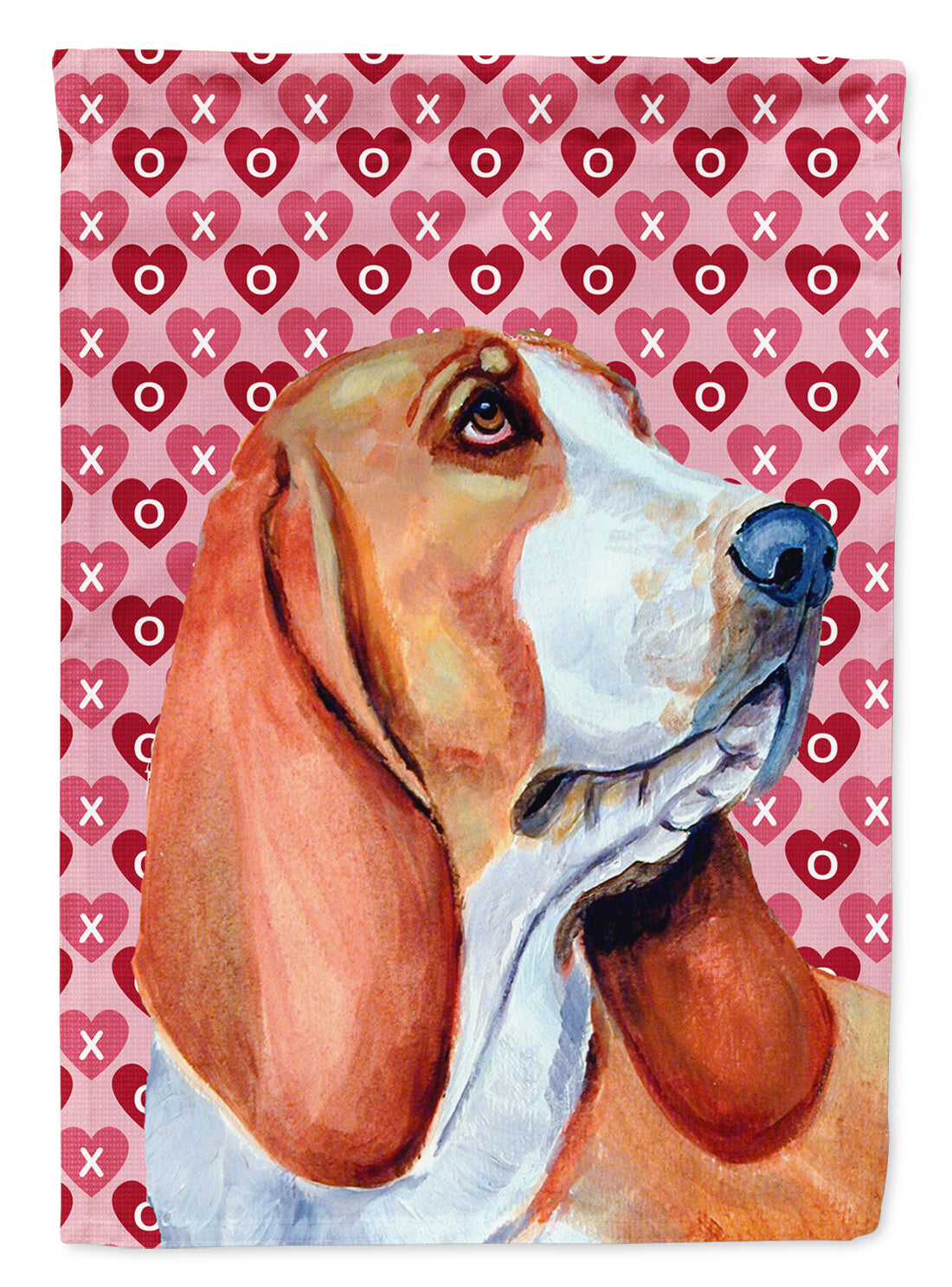 Basset Hound Hearts Love and Valentine's Day Portrait Garden Flag Mailbox Decorative Yard Banner Outside Patio Artwork for Flower Beds, Garden Size, Multicolor
