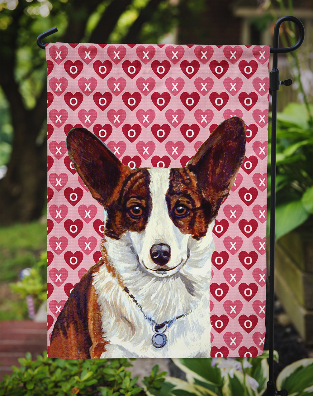 Corgi Hearts Love and Valentine's Day Portrait Garden Flag Mailbox Decorative Yard Banner Outside Patio Artwork for Flower Beds, Garden Size, Multicolor