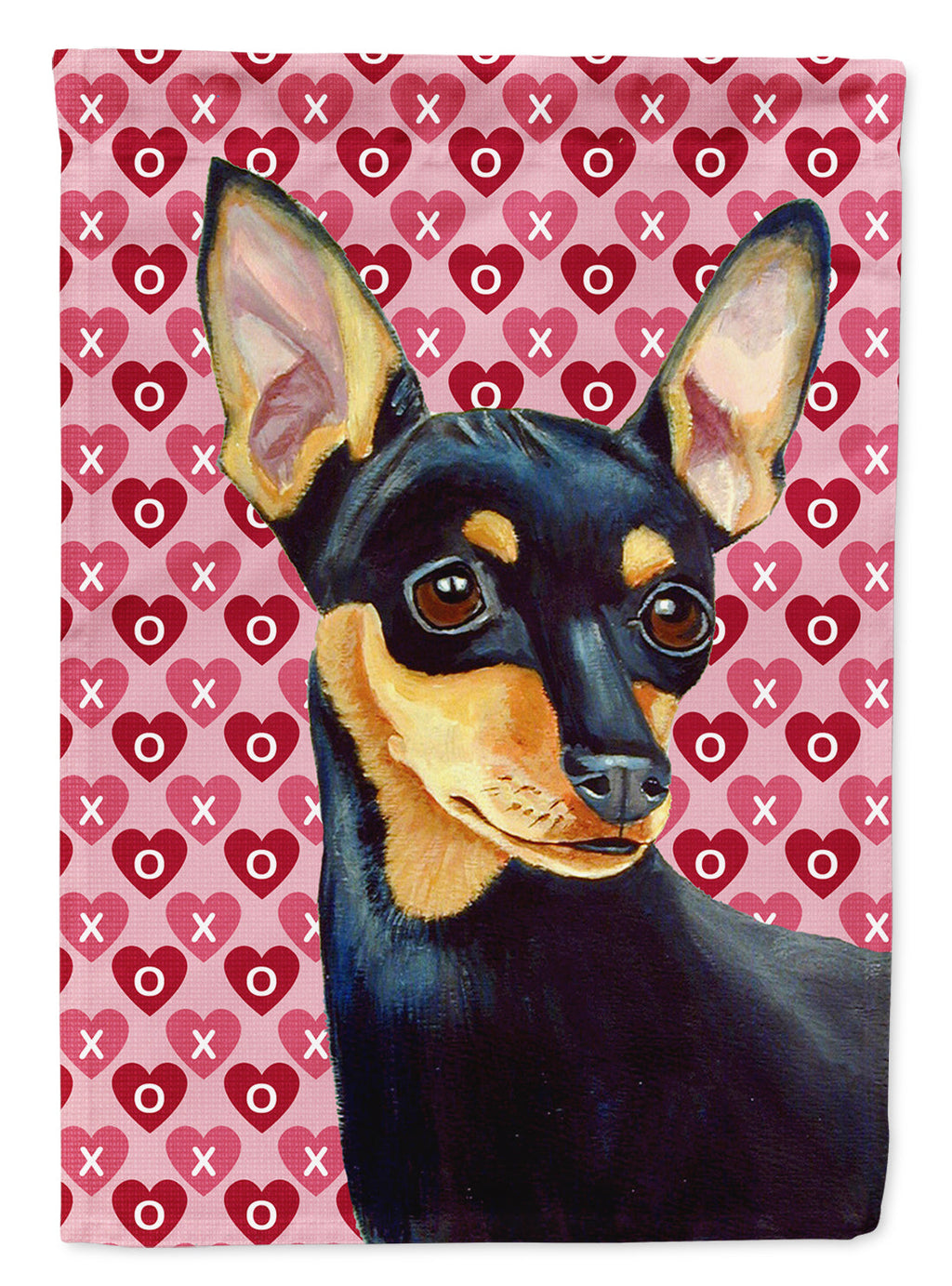 Min Pin Hearts Love and Valentine's Day Portrait Garden Flag Mailbox Decorative Yard Banner Outside Patio Artwork for Flower Beds, Garden Size, Multicolor