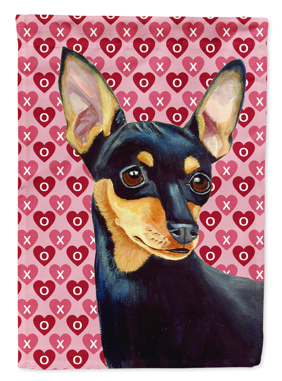 Min Pin Hearts Love and Valentine's Day Portrait Garden Flag Mailbox Decorative Yard Banner Outside Patio Artwork for Flower Beds, Garden Size, Multicolor