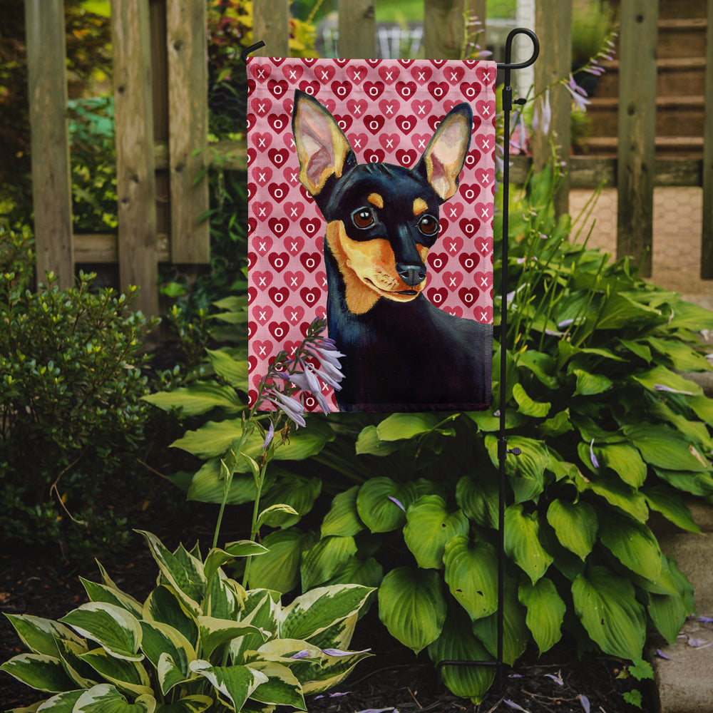 Min Pin Hearts Love and Valentine's Day Portrait Garden Flag Mailbox Decorative Yard Banner Outside Patio Artwork for Flower Beds, Garden Size, Multicolor