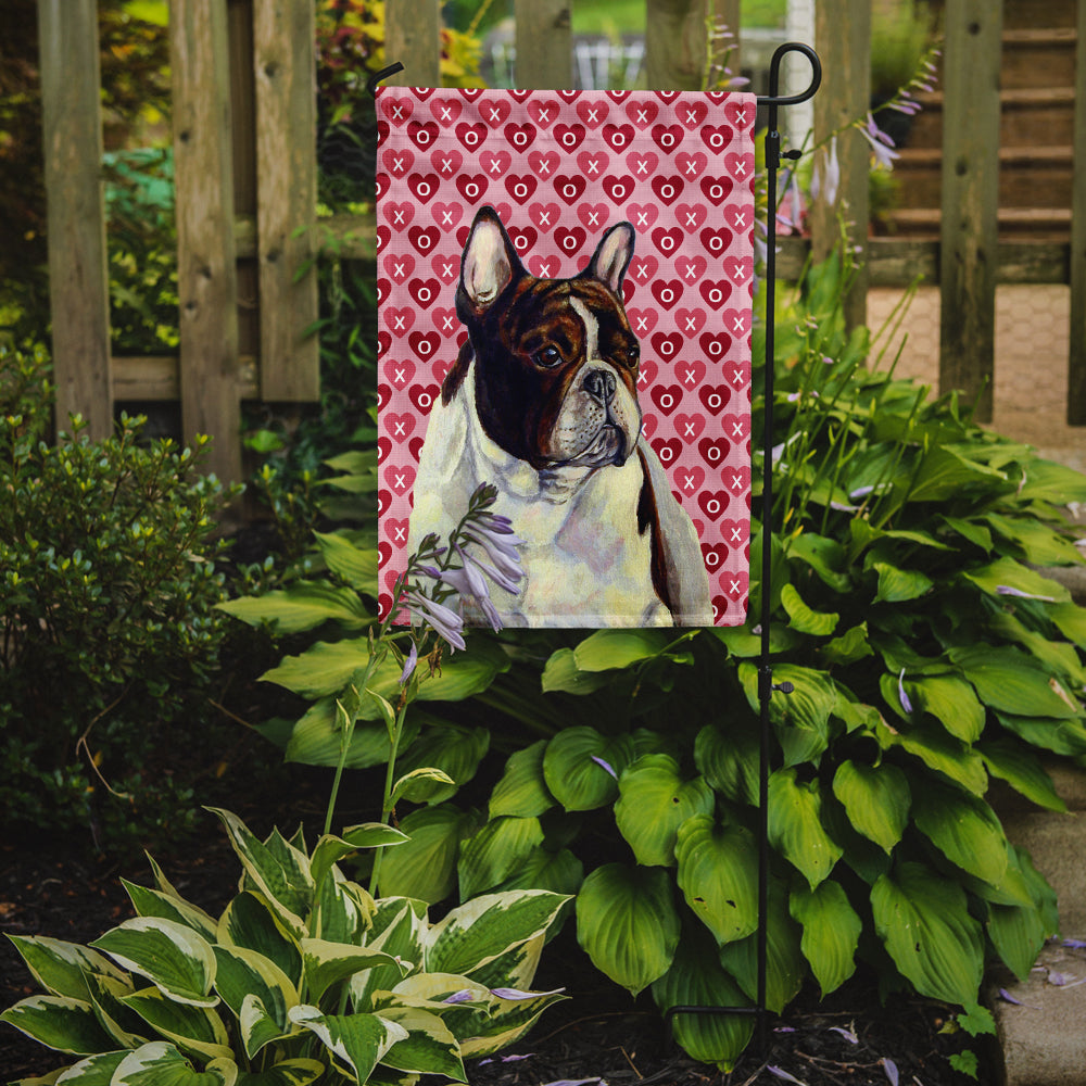 French Bulldog Hearts Love and Valentine's Day Portrait Garden Flag Mailbox Decorative Yard Banner Outside Patio Artwork for Flower Beds, Garden Size, Multicolor