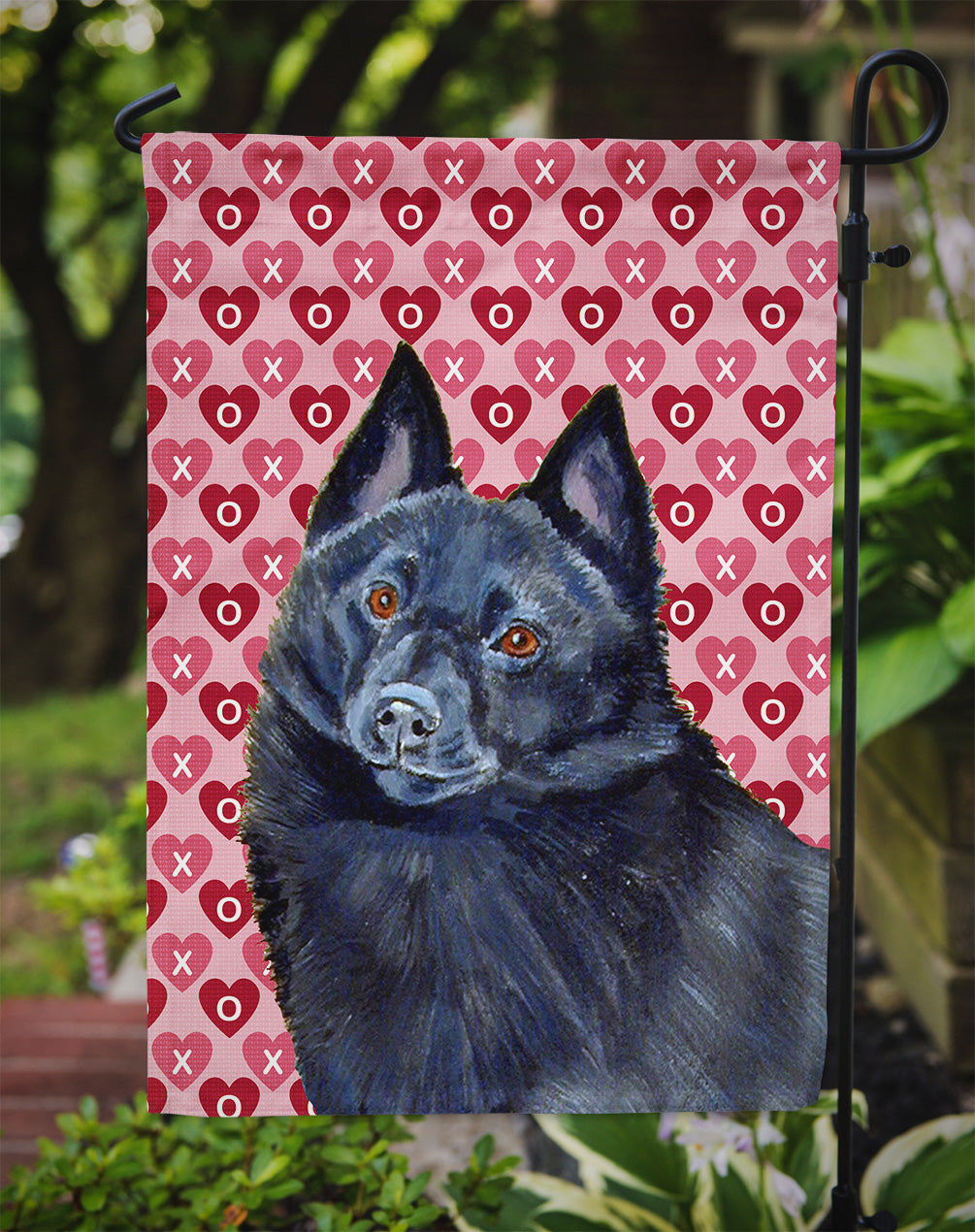 Schipperke Hearts Love and Valentine's Day Portrait Garden Flag Mailbox Decorative Yard Banner Outside Patio Artwork for Flower Beds, Garden Size, Multicolor