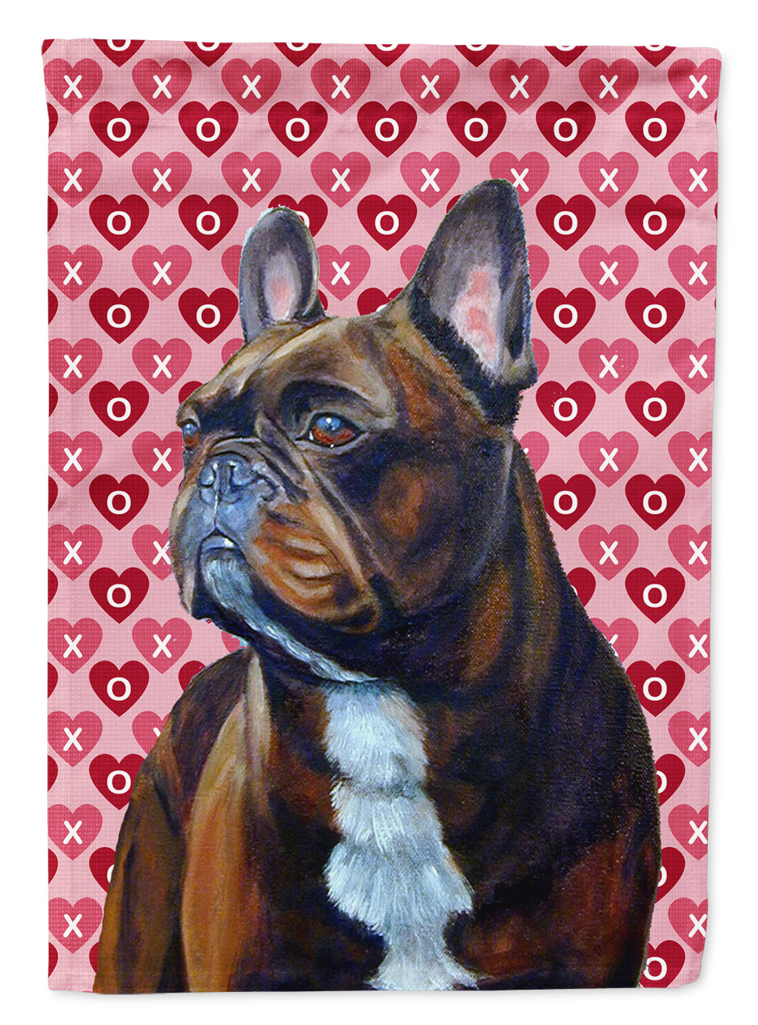 French Bulldog Hearts Love and Valentine's Day Portrait Garden Flag Mailbox Decorative Yard Banner Outside Patio Artwork for Flower Beds, Garden Size, Multicolor