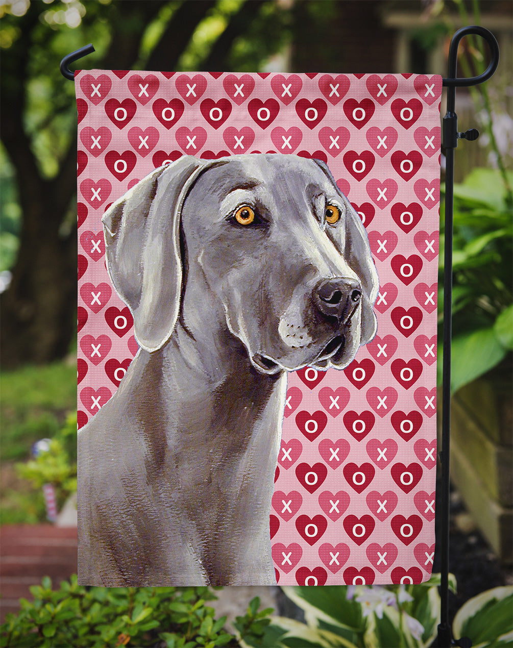 Weimaraner Hearts Love and Valentine's Day Portrait Garden Flag Mailbox Decorative Yard Banner Outside Patio Artwork for Flower Beds, Garden Size, Multicolor